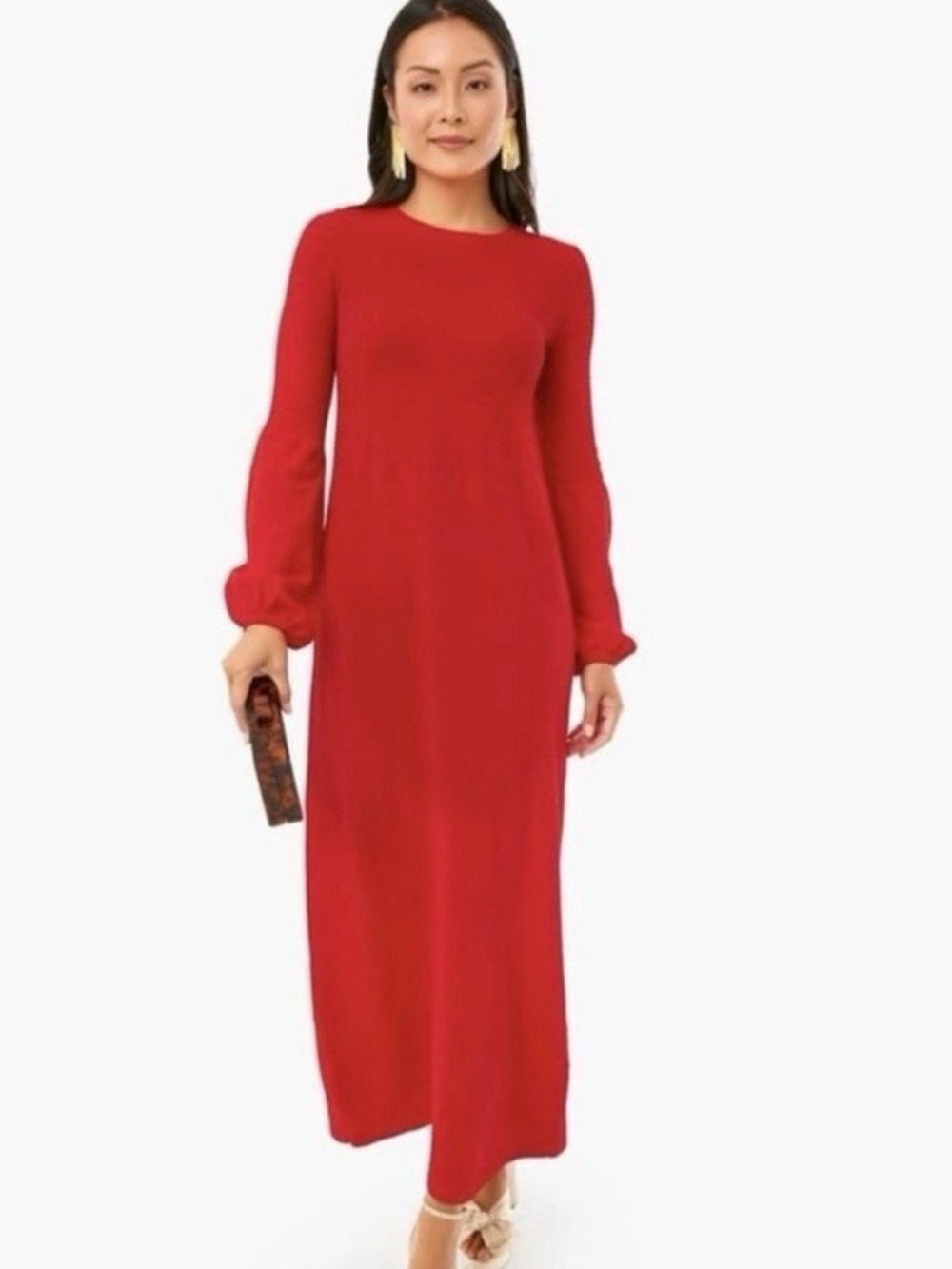 Pomander Place Lennox Sweater Knit Midi Dress XS Red Preppy Luxury Holidays $168